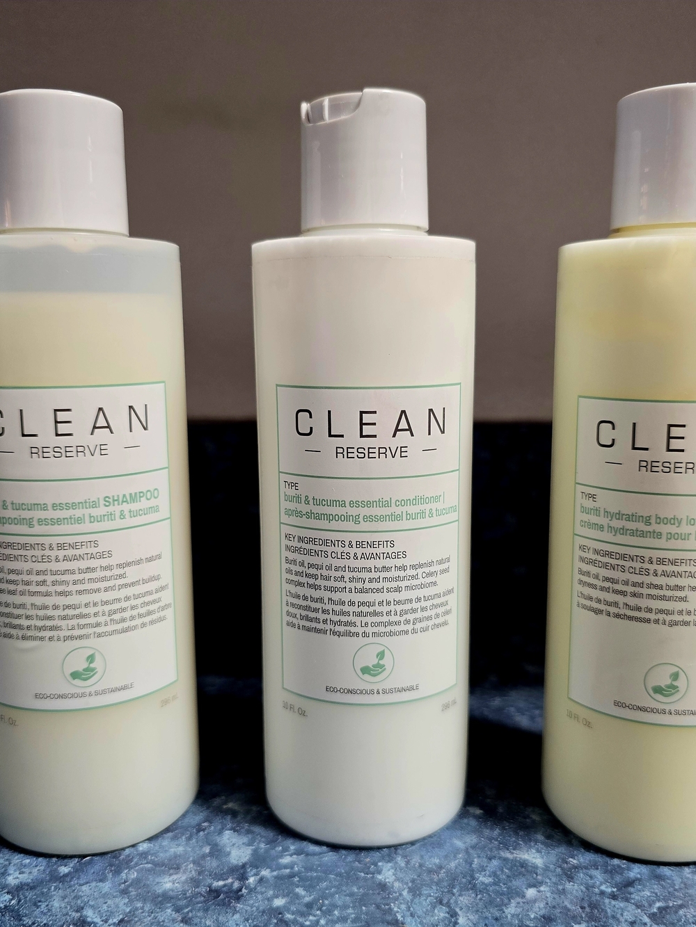 CLEAN RESERVE shampoo, conditioner and body lotion bundle